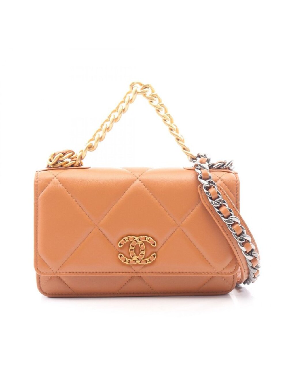 Chanel Shoulder Bag 19 Dixneuf Quilted Combination 2-Way Brown Lambskin